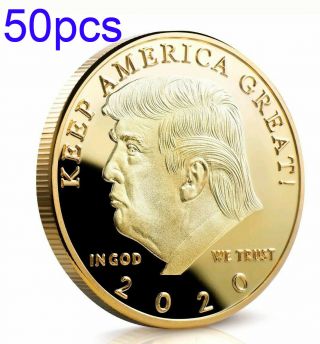 50pcs 2020 President Donald Trump Gold Plated Eagle Commemorative Coin