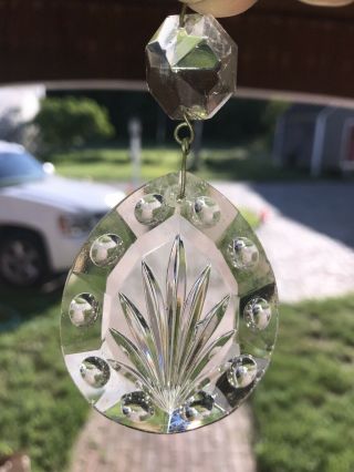 6 - Vintage Large Unusual Chandelier Cut Crystal Glass Prisms