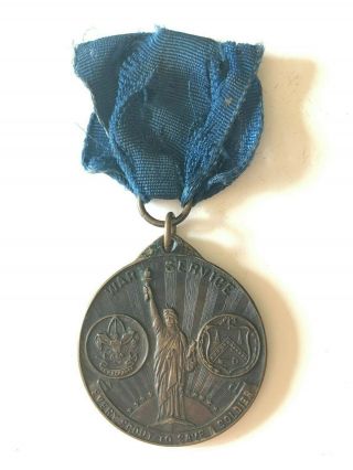Apr 1918 World War One Service Medal Boy Scouts Us Treasury Liberty Loan Euc