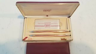 Vintage Cross 14kt Gold Filled Pen & Pencil Set/case & Box