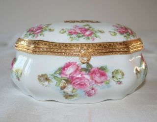 Limoges Hand Painted With 22k Gold Trim Trinket Box 6 "
