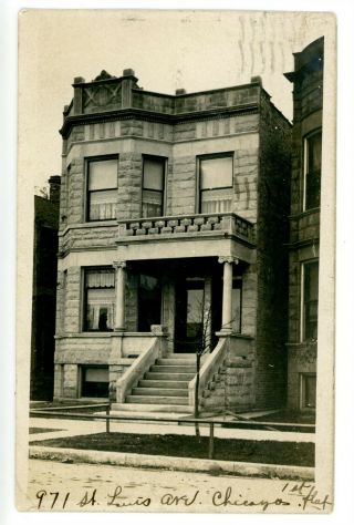 Chicago Il - St Louis Avenue House - Lawndale Section - Rppc Postcard
