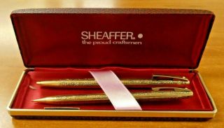 Sheaffer Usa 12k Gold Filled Pen And Pencil Set With Box