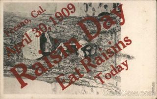 Fresno,  CA Indian Papoose - Raisin Day Eat raisins today April 30,  1909 Postcard 2