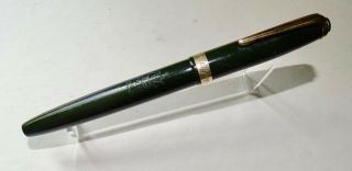 Vintage Wyvern No 202 Fountain Pen 14k Nib C1940,  Dark Green,  Gold Plated Trim