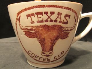 Vintage Texas Long Horn Steer Ranchers White/Brown Coffee Break Cup 2