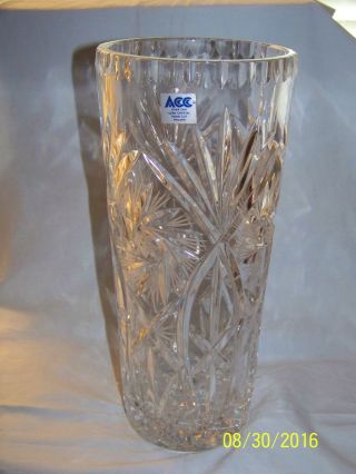 Tall Beautifully Hand Cut Lead Crystal Vase 11.  75 " Hight 5 " Diamerter