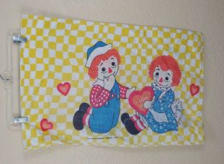 Vintage Raggedy Ann And Andy Pillow Cases I Love You Yellow Checks Set Of 2