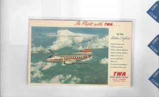 Twa Airlines Issued Martin Skyliner Linen Postcard
