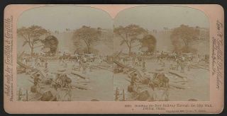 Stereoview Card Building The Railway Through The City Wall,  Peking,  China