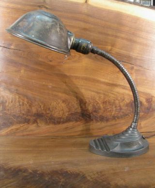 Vintage Eagle Gooseneck Desk Lamp Cast Iron Base Art Deco Style