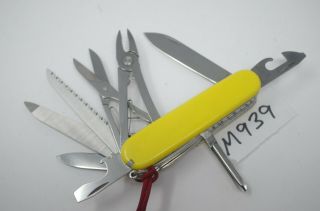 Yellow Victorinox Craftsman 91mm Swiss Army Cross Pocket Knife Handyman Folding