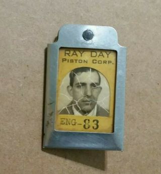 Ray Day Piston Corp.  Detroit,  Mi. ,  Employee Photo Id Badge,  1930 