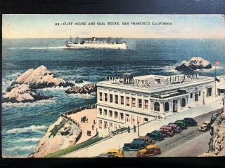 Vintage Postcard 1930 - 1945 Cliff House Seal Rocks San Francisco California