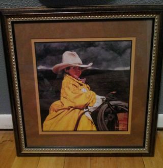 Home Interiors Little Cowboy Matted Framed Mounted Wall Hanging
