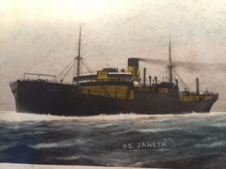 Vintage Military Postcard Picture Of S.  S.  Janeta (british Steam Merchant Ship)