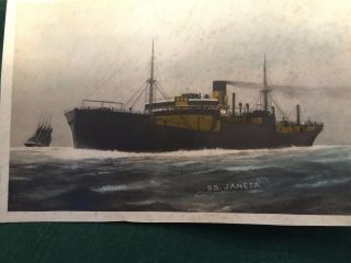 Vintage Military Postcard Picture of S.  S.  Janeta (British Steam Merchant Ship) 2