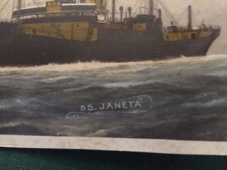 Vintage Military Postcard Picture of S.  S.  Janeta (British Steam Merchant Ship) 3