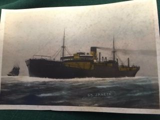 Vintage Military Postcard Picture of S.  S.  Janeta (British Steam Merchant Ship) 4