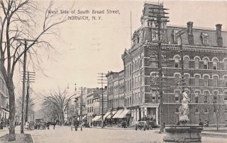 Norwich York West Side Of South Broad Street - Artino Photo Postcard 1910
