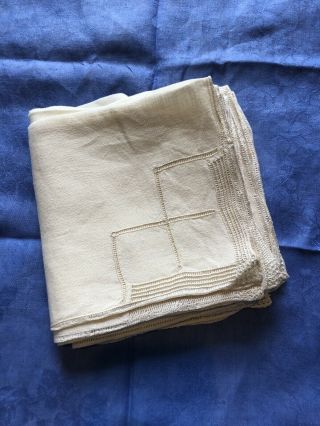 12 Vintage Linen Napkins 12 Inches Square,  Pulled Thread Design