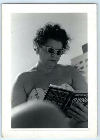 Vintage Photo Candid Photo Woman Reading A Book Behind Every Door Windblown Hair