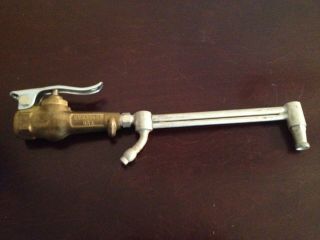 Vintage Schrader Usa Blow Gun Brass Air Valve Nozzle W/ Lever Usa Estate Find