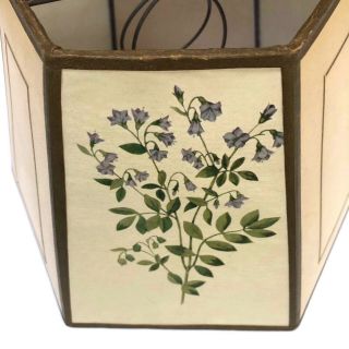 Vintage Floral Print Hexagonal Paneled Lamp Shade Gold Trim 6 Sided Clip On 5