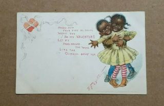 Black Americana Valentine Postcard,  (r.  F.  Outcault Signed) 1903