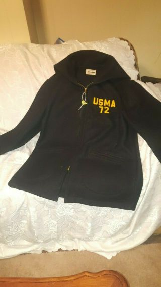 Vintage West Point Cadet Military Black Wool Parka Jacket Coat 72 42 R
