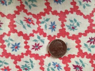 Vintage Cotton Feedsack Fabric Red Blue Green Pink Flowers 29 X 22