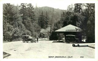 Railroad Depot,  Brookdale,  Santa Cruz County,  California,  Vintage Postcard