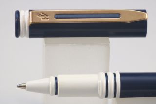 Vintage Waterman Forum Dark Blue Rollerball Pen With White Piping