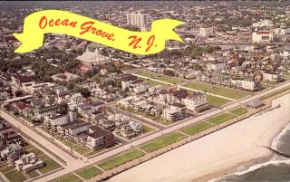 Ocean Grove Jersey Aerial View No Cars On Sundays Law 1970s Postcard