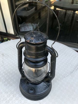 Antique Lantern Dietz D - Lite Vintage Primitive No 2 Kerosene Oil Lamp Glass Barn