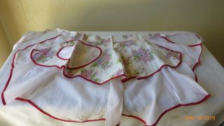 Vintage Half Aprons Pink Gingham Floral Hearts Pockets Set Of 2