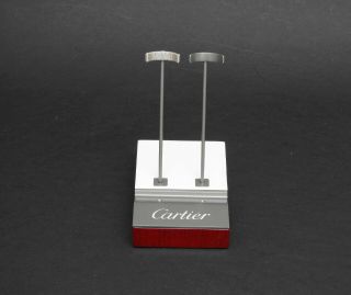 Cartier Double Pen Wood/metal Vertical Display Stand Pre - Owned