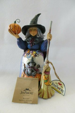 " Bewitched " Enesco Jim Shore Witch With Cat And Pumpkin 4016050 - Mib