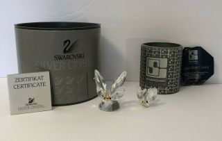 Swarovski Silver Crystal Butterflies: Large 7639 Nr55 And Miniature 7671 Nr30