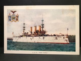 Postcard - Uss York - Us Navy Armored Cruiser Spanish War