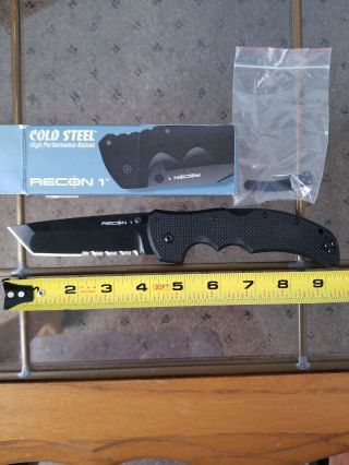 Cold Steel Recon 1 Folding Knife,  G - 10 Handle,  Comboedge Tanto Blade