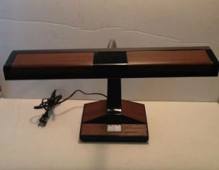 Vintage 1983 Underwriters Laboratories Faux Wood Gooseneck Industrial Desk Lamp