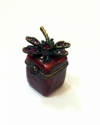 Jay Strongwater Burgundy Enamel Swarovski Crystal Dragon Trinket Box