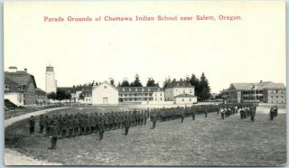 Salem,  Oregon Postcard " Parade Grounds Of Chemawa Indian School " C1920s
