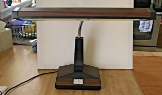 Vintage Gooseneck Industrial Desk Lamp 1983 Underwriters Laboratories Faux Wood