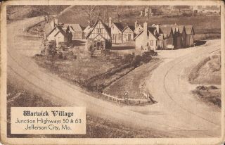 Jefferson City,  Missouri - Warwick Village - Roadside - 1939 Advertising,  Sepia