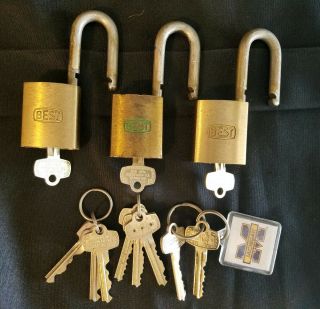 Three Vintage Best Padlocks With The Best Logo Solid Brass Padlock And Keys