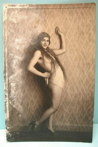 Antique Rppc 1910 Semi Nude Amateur Beauty Retro French Photo On Postcard Paper
