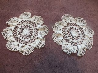 Handmade Crocheted Doily Table Linen Set 2 Off White 10 Inch Cute