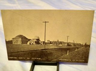 2 Antique Postcards University Of Illinois " Looking North On Campus " 1910s